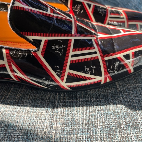 Christian Louboutin Black and Red Patterned Loafers - Picture 13 of 15